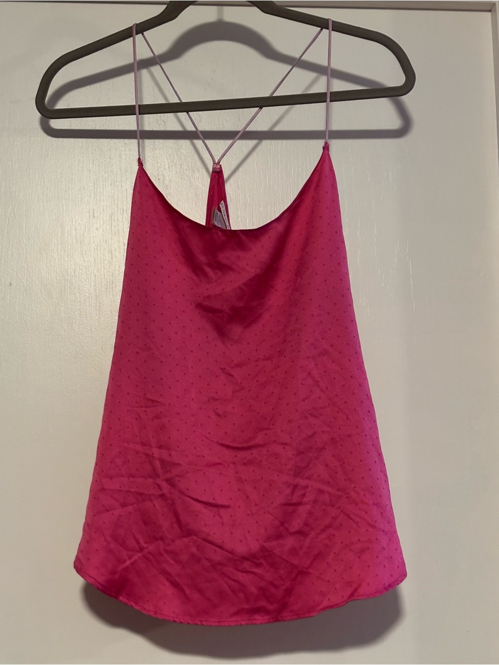 Victoria's Secret Hot Pink Dot-Texture Satin Cami